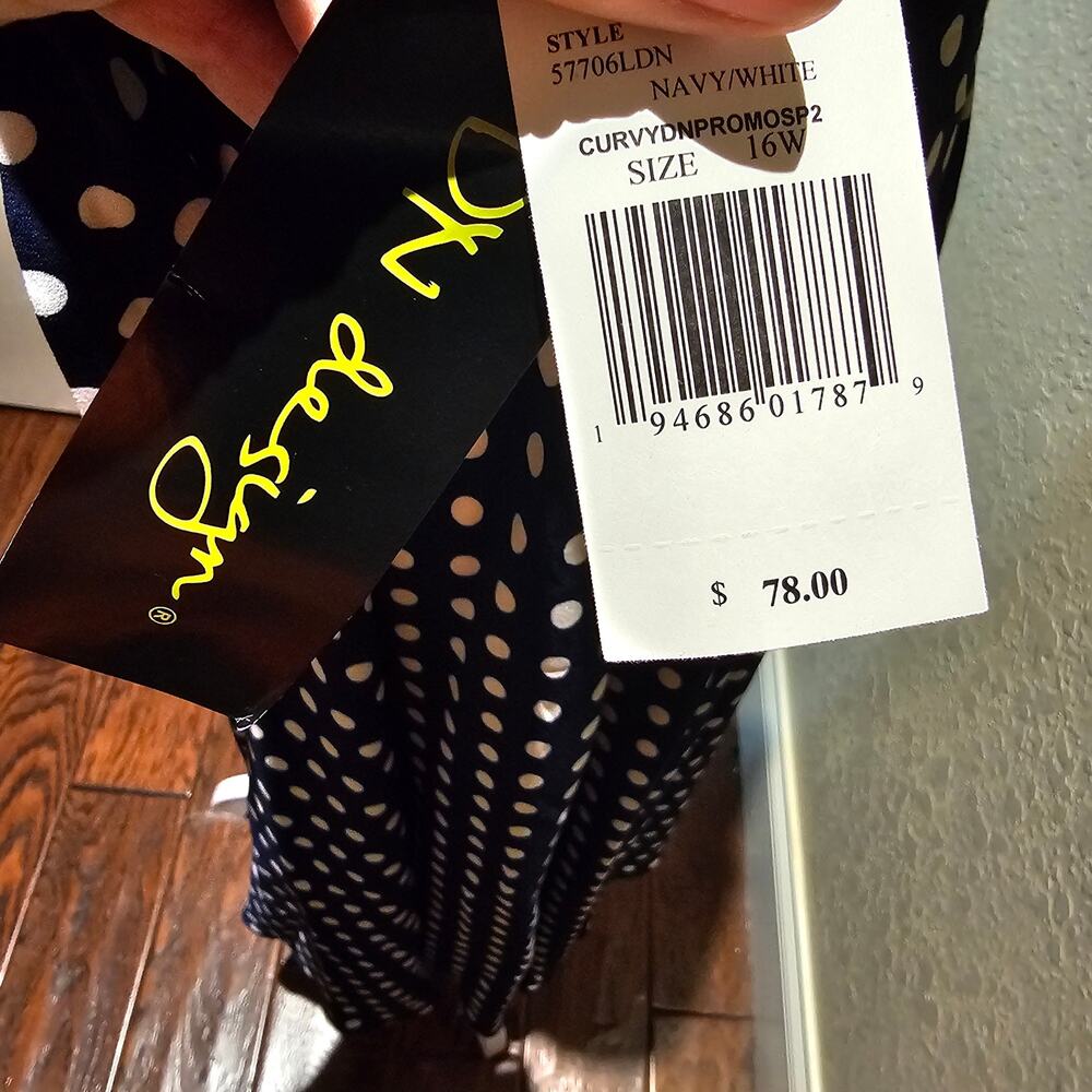 DN Designs NWT 16W Polka Dot Halter Midi Dress Plus Size Old Money Nautical - Picture 11 of 12